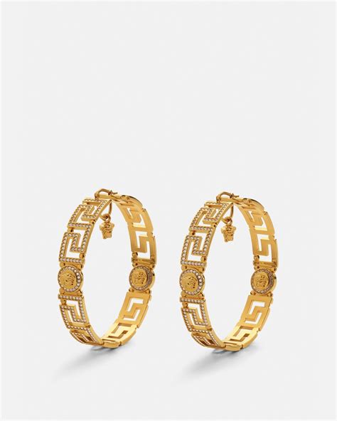 Versace Medusa Greca Hoop Earrings .